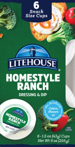 Fred Meyer Litehouse Singles Homestyle Ranch Dressing Dip Snack Sized Cups 6 Count 9 Oz