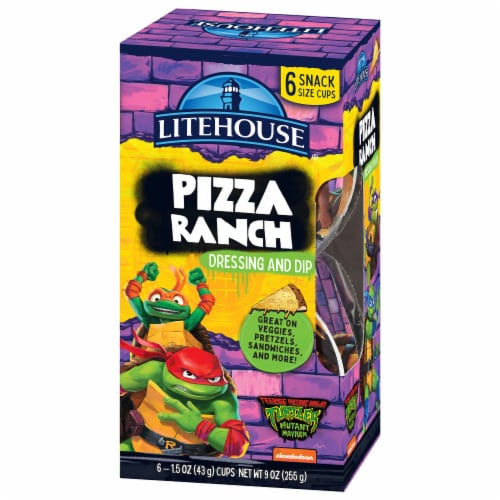 Litehouse Teenage Mutant Ninja Turtles Pizza Ranch Dressing and Dip 6 ct / 1.5 oz Cups Perspective: front