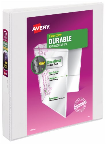 Avery® Durable Clear Cover Binder - White Perspective: front