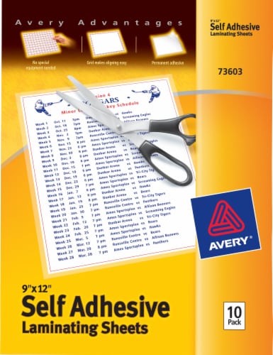 Avery® Self Adhesive Laminating Sheets - 10 Pack, 9 x 12 in - Kroger