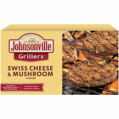 Johnsonville® Grillers™ Swiss Cheese & Mushroom Flavored Patties Perspective: front