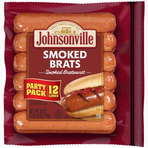 Johnsonville Smoked Bratwurst Pork Sausage Links Perspective: front