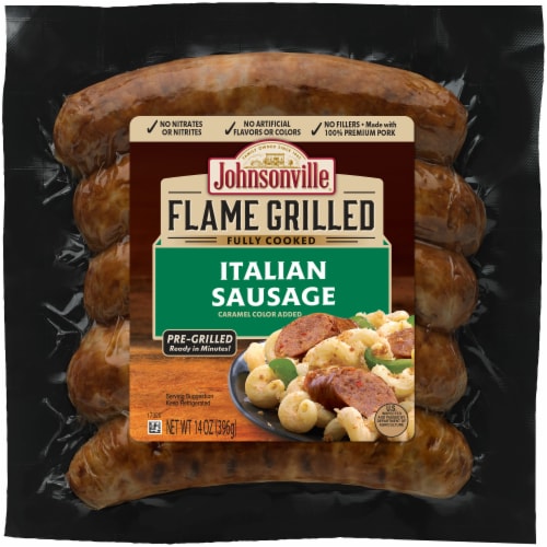 Johnsonville Flame Grilled Fully Cooked Italian Sausage Perspective: front
