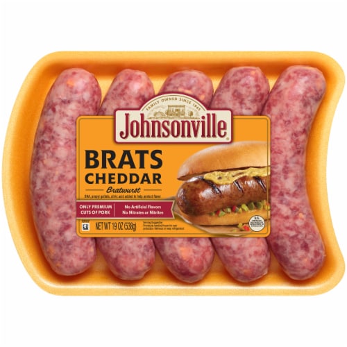Johnsonville® Brats Cheddar Bratwurst Perspective: front