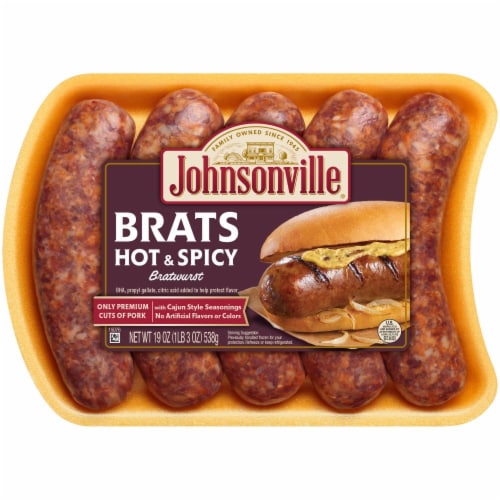 Johnsonville Hot & Spicy Bratwurst Perspective: front