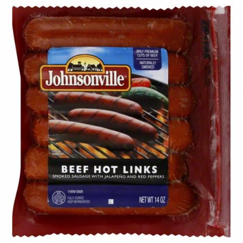 Johnsonville Beef Hot Links Smoked Sausage Perspective: front