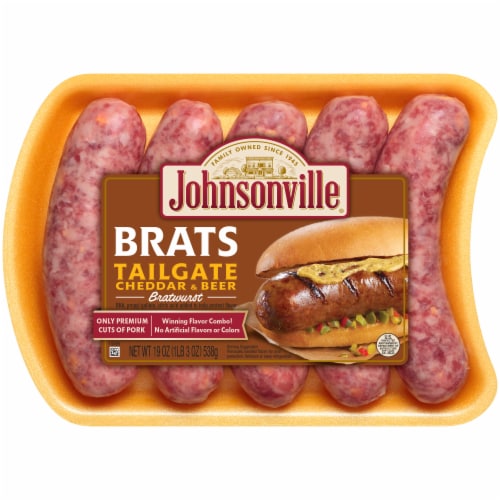Johnsonville® Brats Tailgate Cheddar & Beer Bratwurst Perspective: front