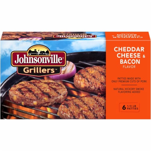 Johnsonville Grillers Cheddar and Bacon Patty Perspective: front