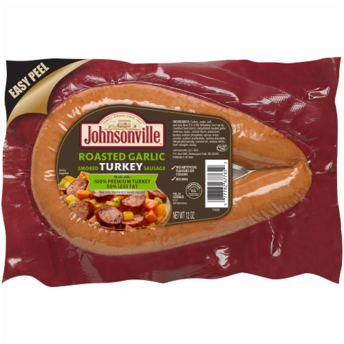 Johnsonville Roasted Garlic Smoked Turkey Sausage Perspective: front