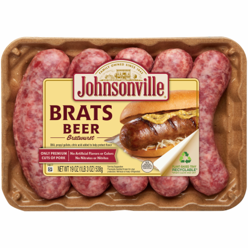 Johnsonville® Beer Bratwurst Pork Sausage Links Perspective: front