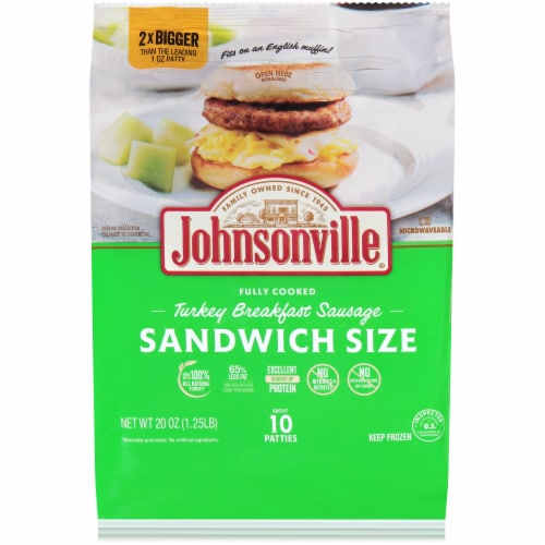 Johnsonville® Cooked Turkey Breakfast Sausage Sandwich Size Frozen Patties Perspective: front