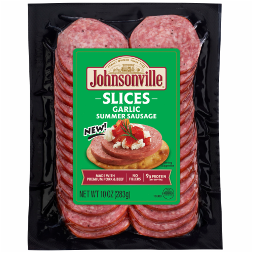Johnsonville Garlic Summer Sausage Slices Perspective: front