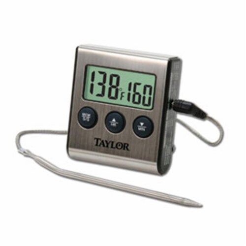 Taylor Stainless Steel Digital Wired Probe Thermometer - Silver Perspective: front