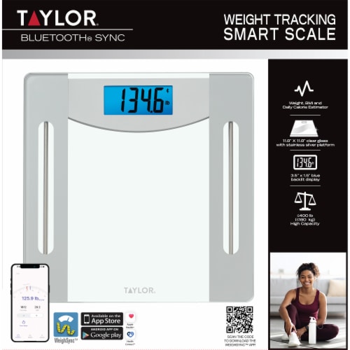 Taylor® Digital Bluetooth® Sync Glass Bath Scale Perspective: front