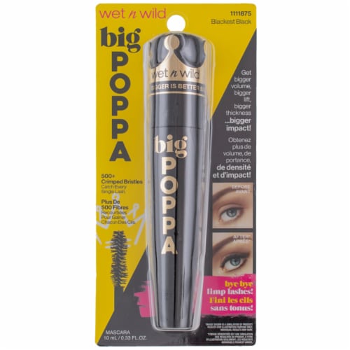 Wet n Wild Big Poppa Bigger is Better Volumizing Mascara, Blackest Black 1111875, 0.33 fl oz Perspective: front