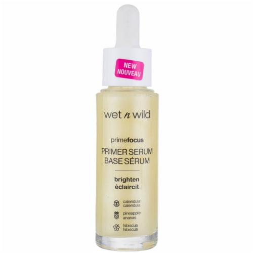 Wet n Wild PrimeFocus Primer Serum Liquid, Calendula, Pineapple, Hibiscus, Brighten, 3.3 oz Perspective: front