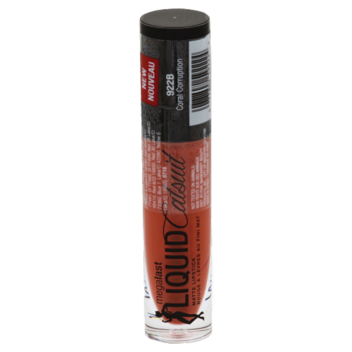 Wet n Wild Megalast Liquid Catsuit Coral Corruption Matte Lipstick Perspective: front