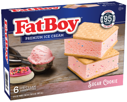 Fat Boy Sugar Cookie Ice Cream Sandwiches Perspective: front