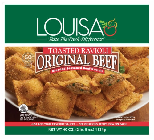 Louisa Toasted Breaded Seasoned Original Beef Ravioli Perspective: front