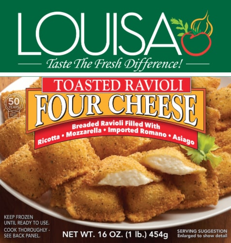 Louisa Toasted Four Cheese Ravioli Perspective: front