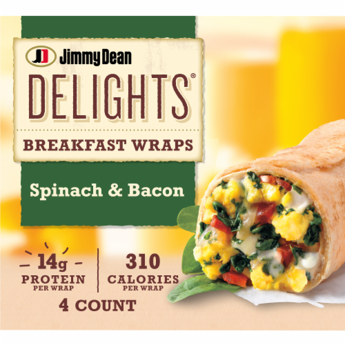Jimmy Dean Delights® Spinach & Bacon Frozen Breakfast Wraps Perspective: front