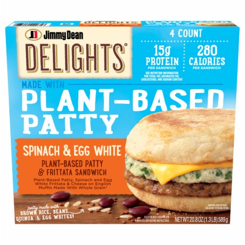Jimmy Dean Delights® Spinach & Egg White Plant Based Patty & Frittata Sandwich Perspective: front