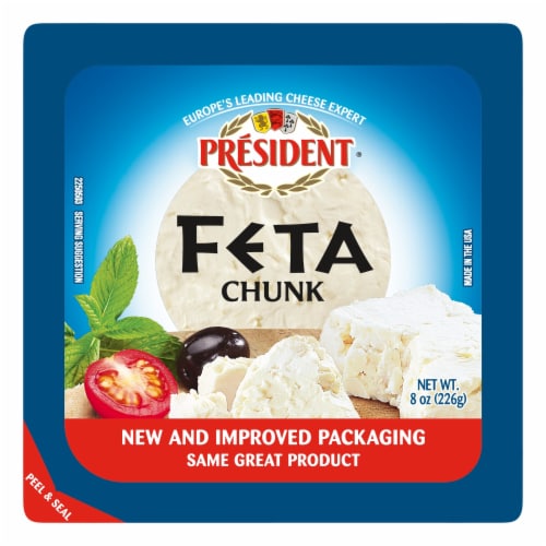 President Feta Cheese Chunk 8 oz Perspective: front