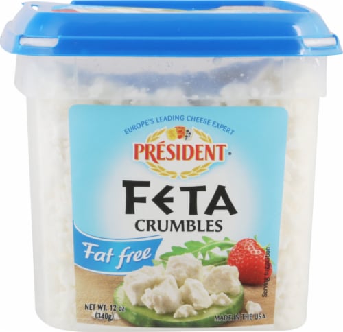 President Crumbled Feta Cheese Perspective: front