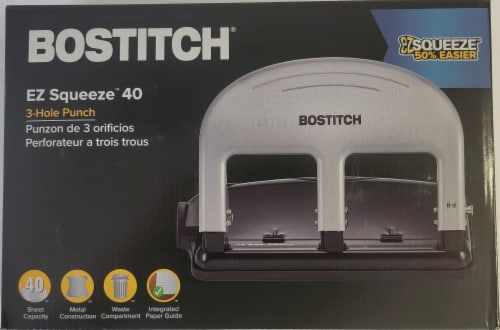 Bostitch® EZ Squeeze™ 40 3-Hole Punch Tool - Silver Perspective: front