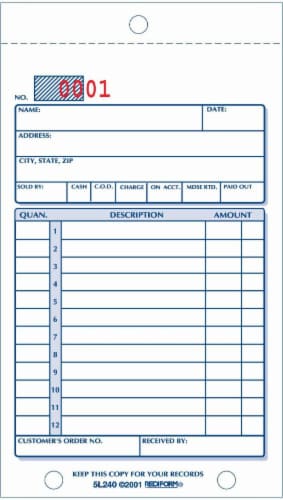 Rediform Carbonless Sales Forms Perspective: front