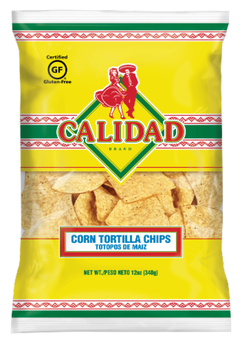 Calidad Gluten Free Yellow Corn Tortilla Chips Perspective: front