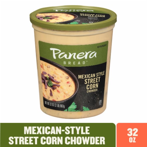 Panera Bread Ready-to-Heat Gluten Free Mexican Style Street Corn Chowder Soup Cup Perspective: front