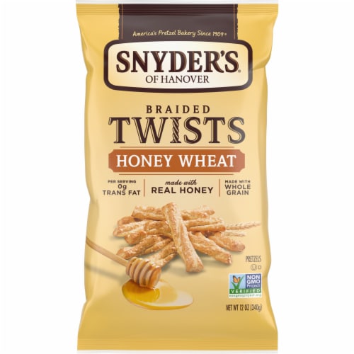 Snyder's of Hanover Pretzels, Braided Pretzel Twists Honey Wheat, 12 Oz Perspective: front