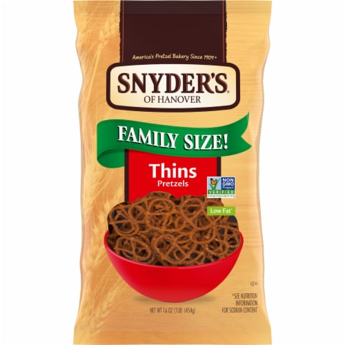 Snyder's of Hanover® Pretzels, Thins Pretzels, Family Size Bag, 16 Oz Perspective: front