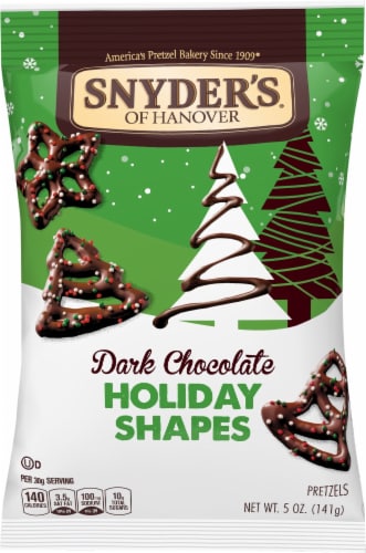 Snyder's Of Hanover® Dark Chocolate Covered Holiday Shapes Pretzels Perspective: front