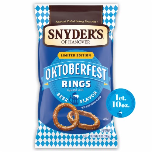Snyder's of Hanover Pretzels, Oktoberfest Pretzel Rings Infused with Beer Flavor, 10 Oz Perspective: front