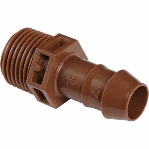 Rain Bird 1/2 In. Male Pipe Thread x 1/2 In. Barb Sprinkler-To-Drip-Adapter Perspective: front