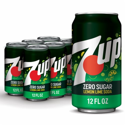 7UP Zero Sugar Lemon Lime Caffeine-Free Soda Cans Perspective: front