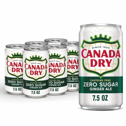Canada Dry Zero Sugar Ginger Ale Caffeine Free Soda Cans Perspective: front