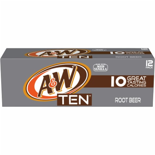 A&W TEN Root Beer Soda Cans Perspective: front