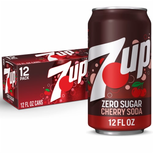 7UP Cherry Flavored Caffeine-Free Soda Cans Perspective: front