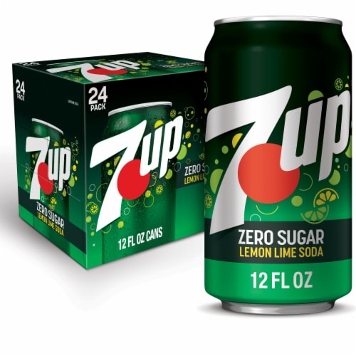7UP Zero Sugar Lemon Lime Caffeine-Free Soda Cans Perspective: front