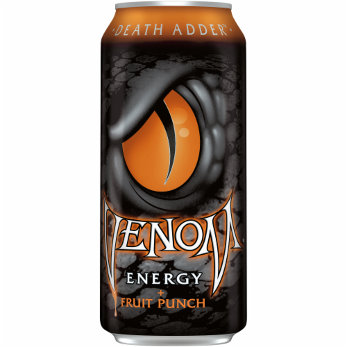 Venom Death Adder Fruit Punch Energy Drink Can Perspective: front
