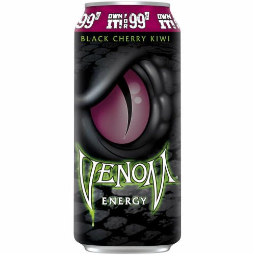 Venom Black Cherry Kiwi Energy Drink Perspective: front