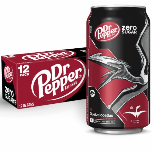 Dr Pepper Zero Sugar Jurassic World Rebirth Limited Edition Soda Cans Perspective: front