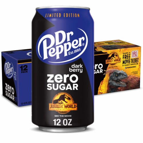 Dr Pepper Dark Berry Zero Sugar Soda Cans Perspective: front