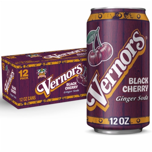 Vernors® Black Cherry Soda Cans Perspective: front