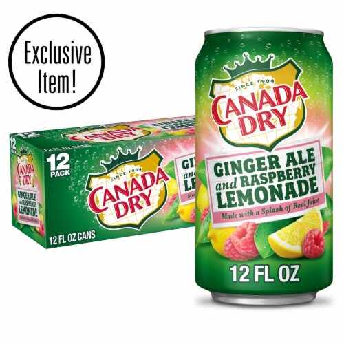 Canada Dry® Ginger Ale and Raspberry Lemonade Soda Cans Perspective: front