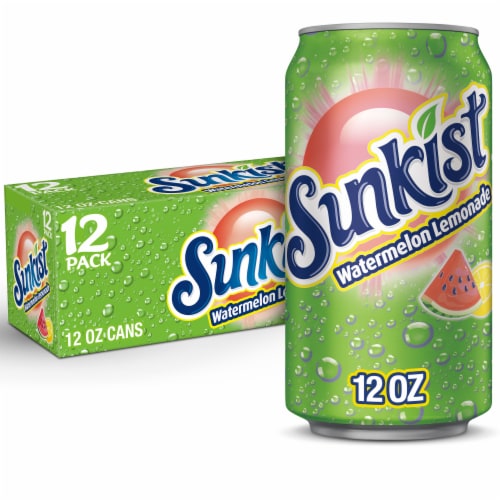 Sunkist Watermelon Lemonade Soda Cans Perspective: front