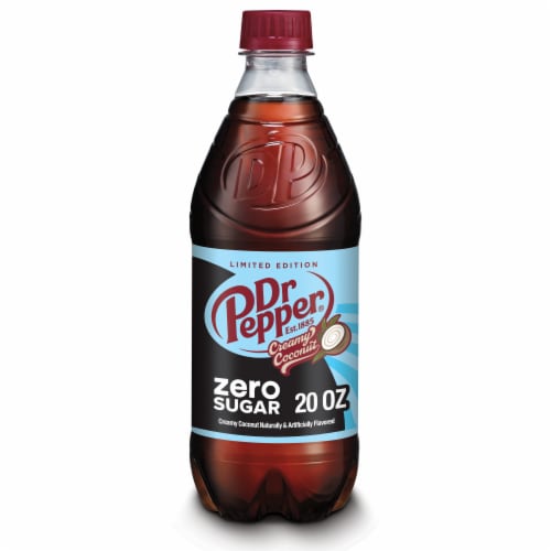 Dr Pepper Creamy Coconut Zero Sugar Soda Bottle Perspective: front
